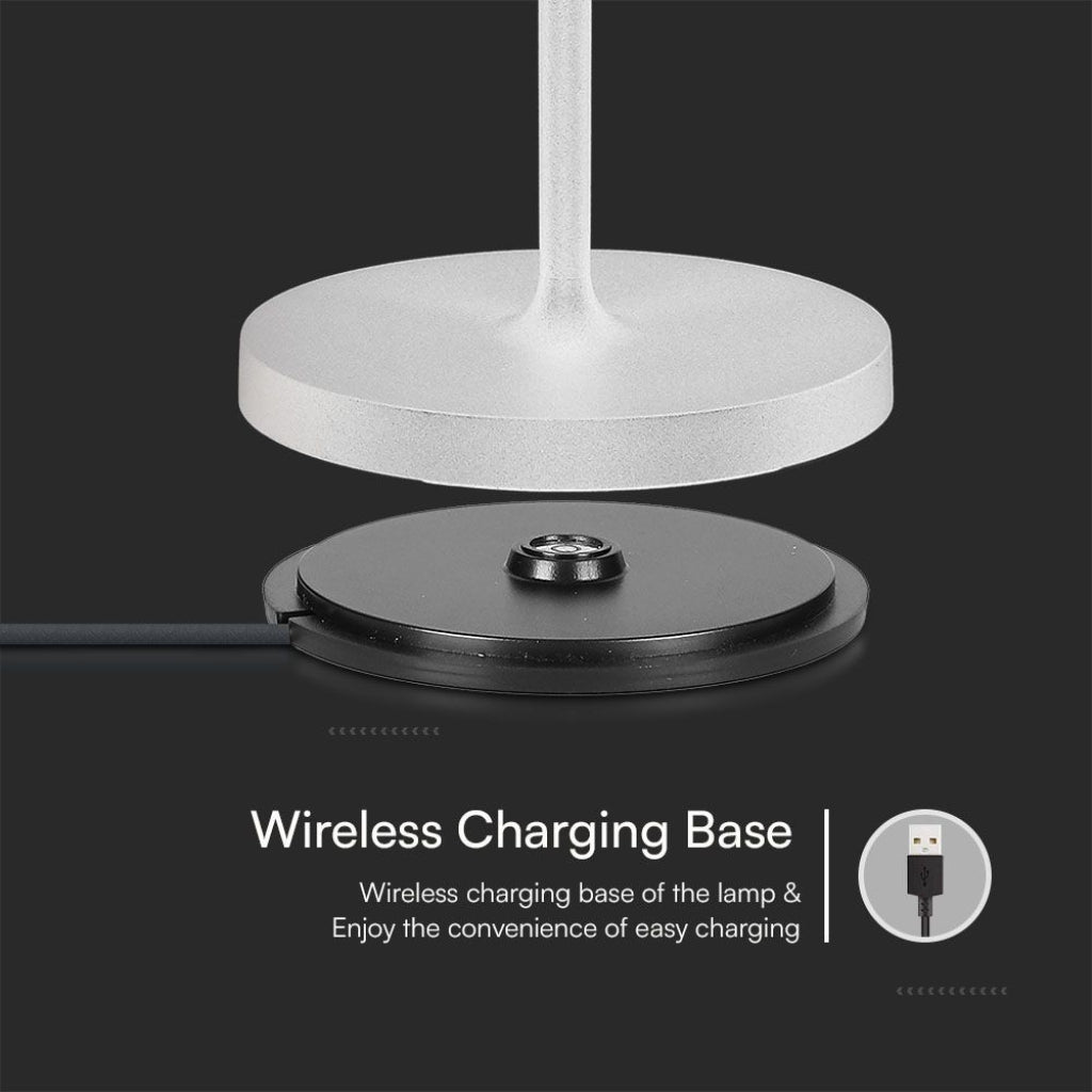 Lampada LED da Tavolo 15W Bianca con Dimmer Touch e Ricarica Wireless