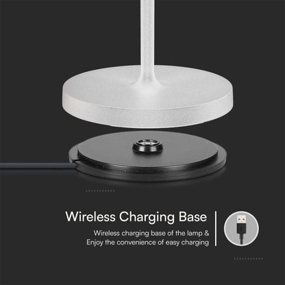 Lampada LED da Tavolo 15W Bianca con Dimmer Touch e Ricarica Wireless