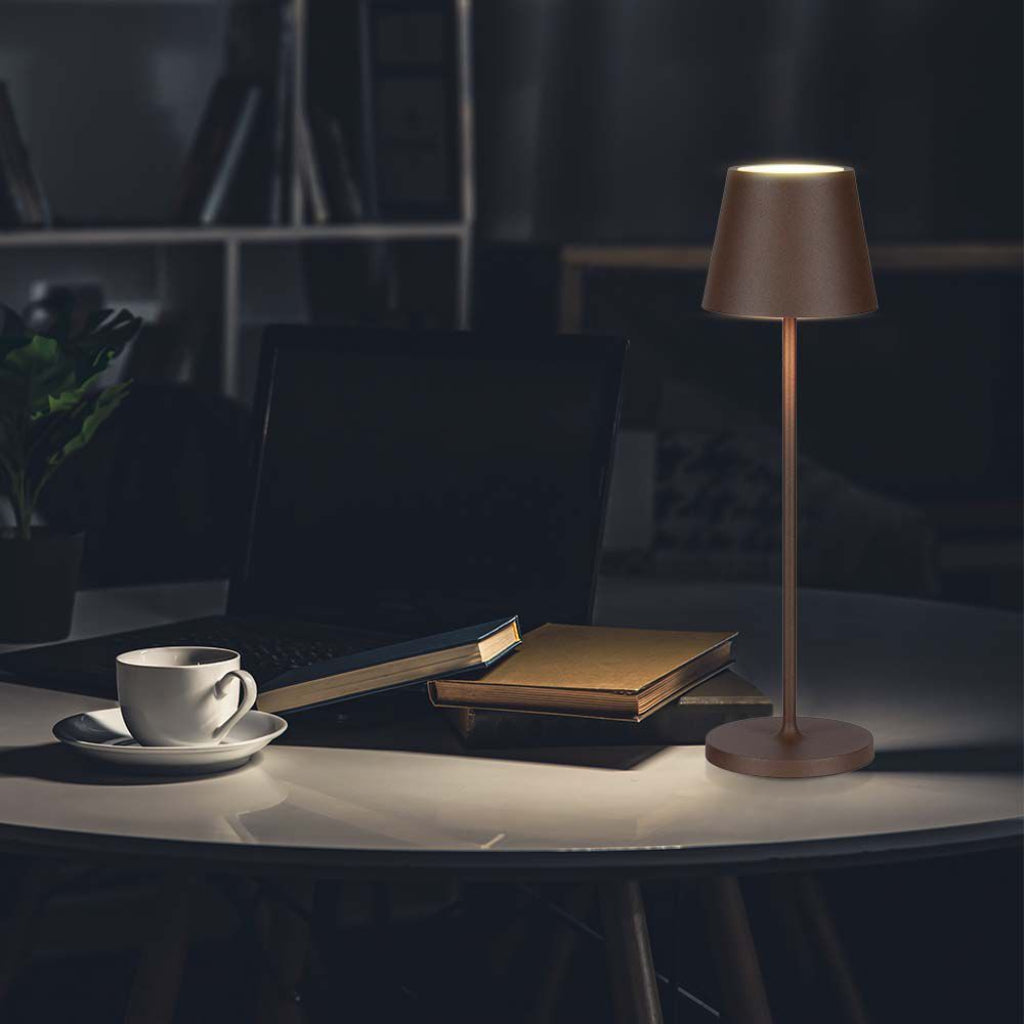 LED-Tischleuchte 15W Corten mit Touch-Dimmer und kabelloser Ladefunktion