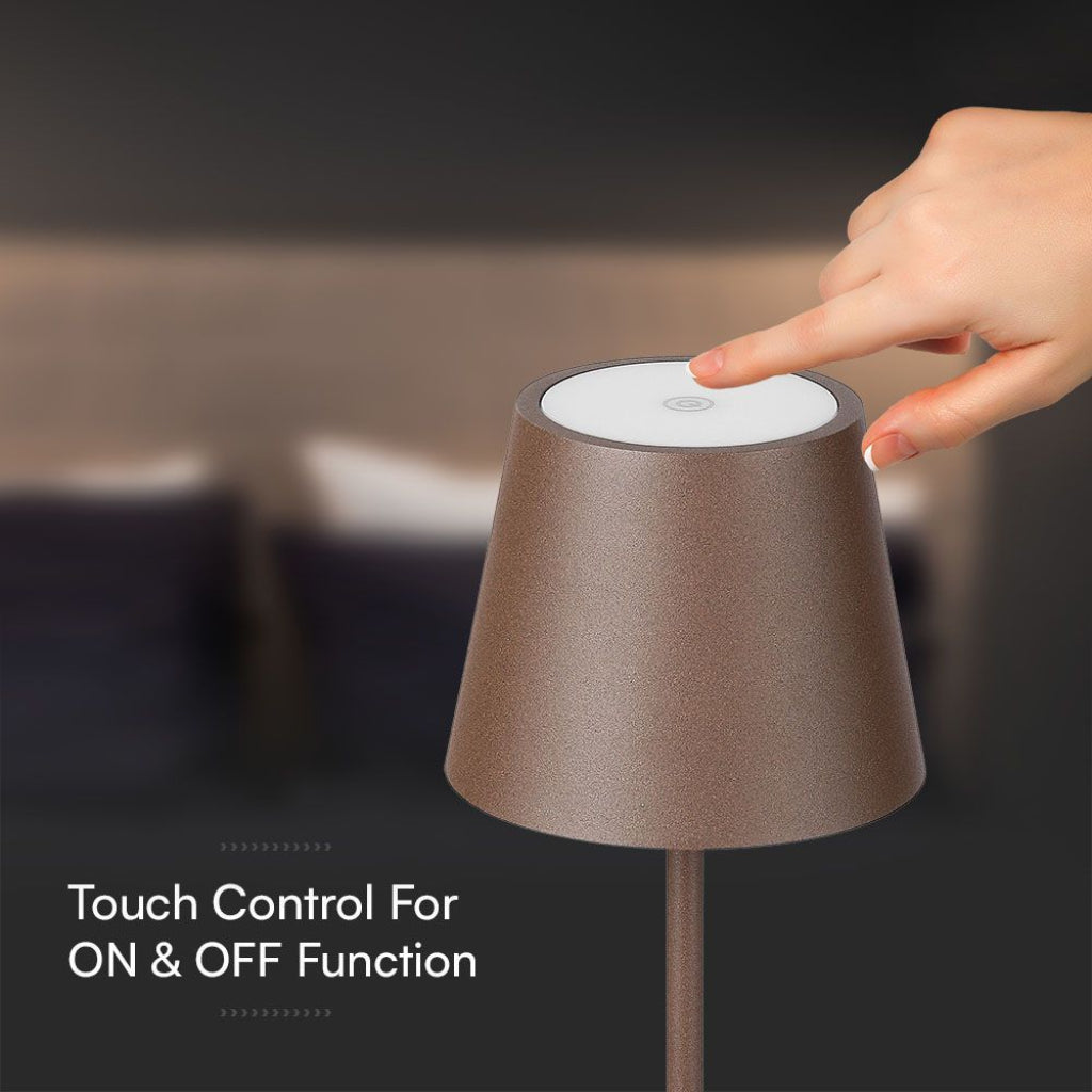 LED-Tischleuchte 15W Corten mit Touch-Dimmer und kabelloser Ladefunktion
