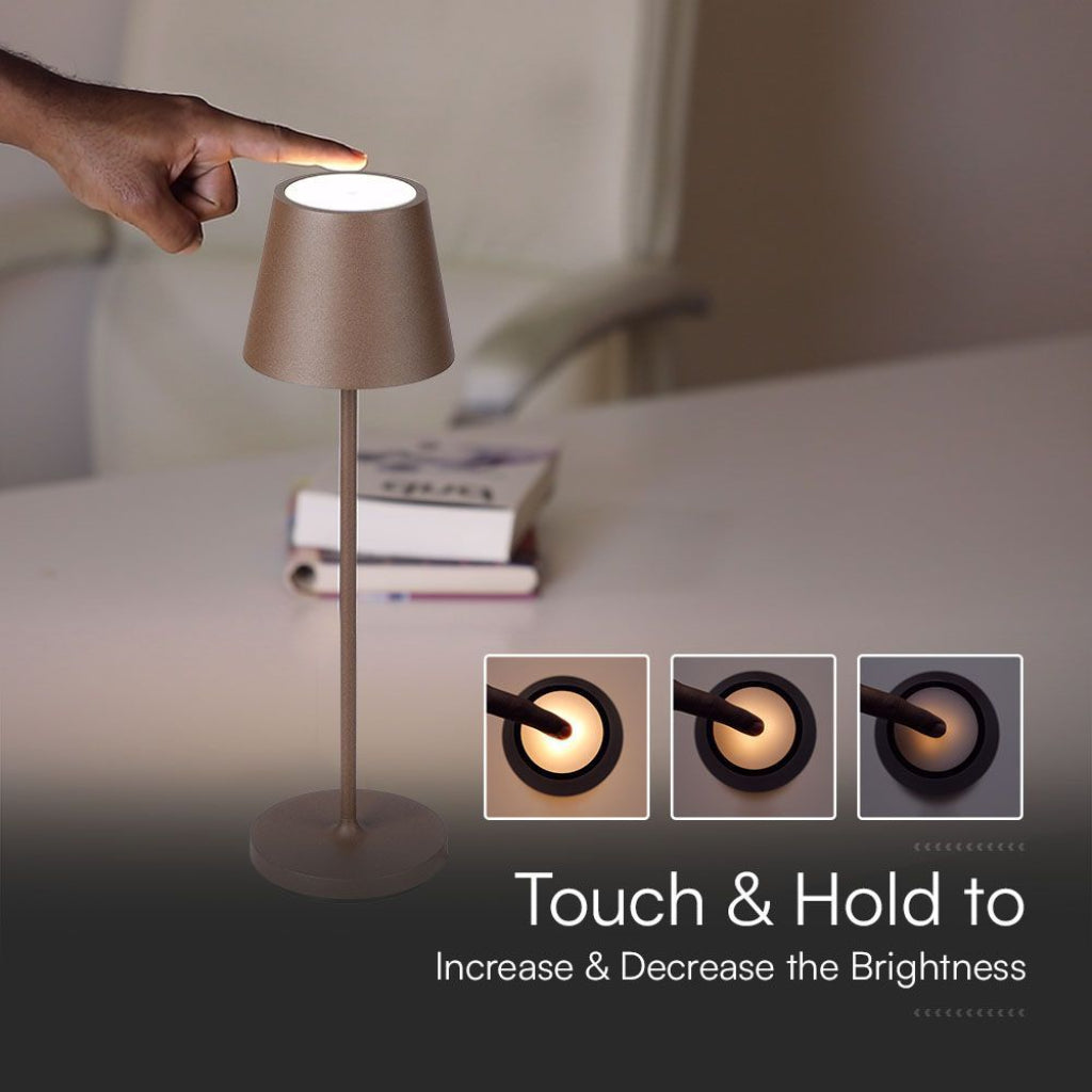 LED-Tischleuchte 15W Corten mit Touch-Dimmer und kabelloser Ladefunktion
