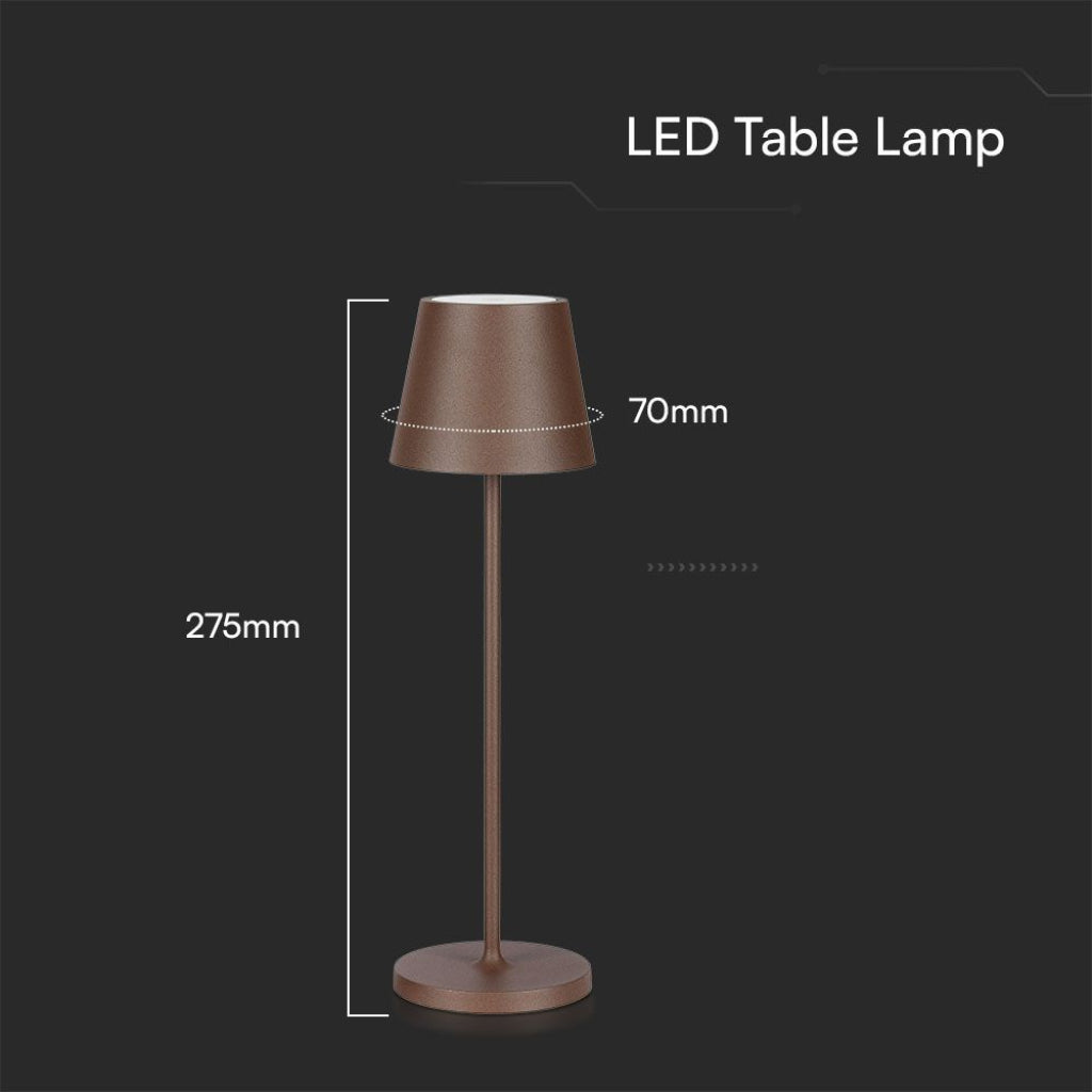 LED-Tischleuchte 15W Corten mit Touch-Dimmer und kabelloser Ladefunktion
