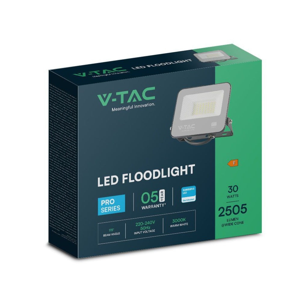LED-Fluter 30 W SMD Samsung – Schwarz, 3000 K, IP65