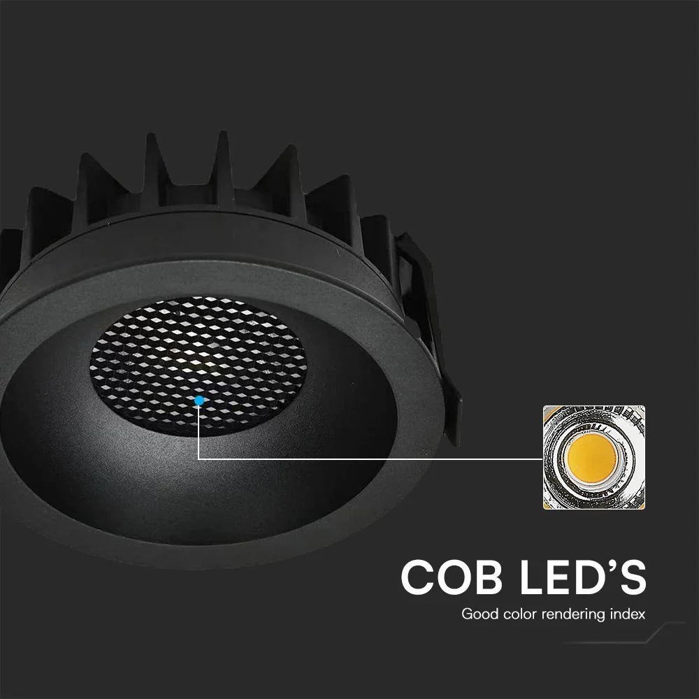 LED Einbaustrahler 18W COB CCT 3in1 CRI90 Schwarz | V-TAC Bridgelux