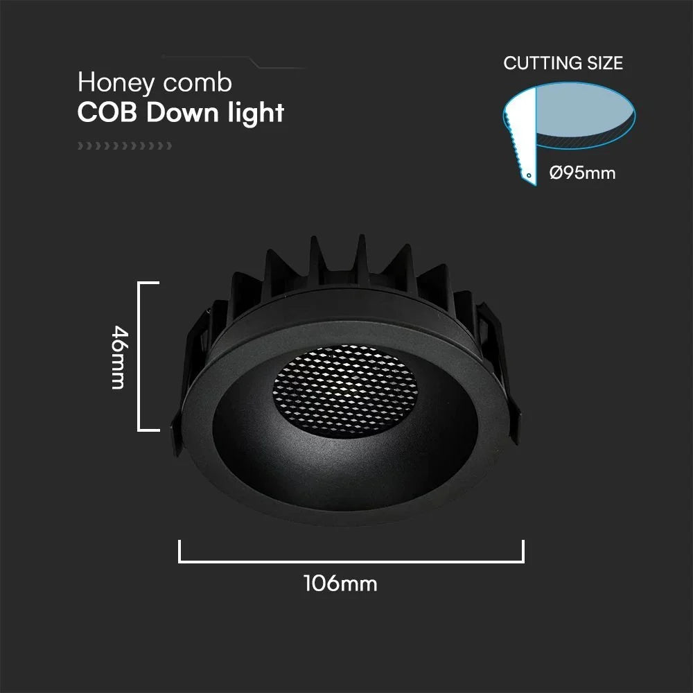 LED Einbaustrahler 18W COB CCT 3in1 CRI90 Schwarz | V-TAC Bridgelux