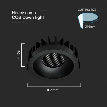LED Einbaustrahler 18W COB CCT 3in1 CRI90 Schwarz | V-TAC Bridgelux