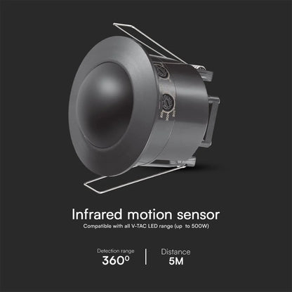 Sensore Movimento 360° Incasso Nero IP20 max 500W | V-TAC