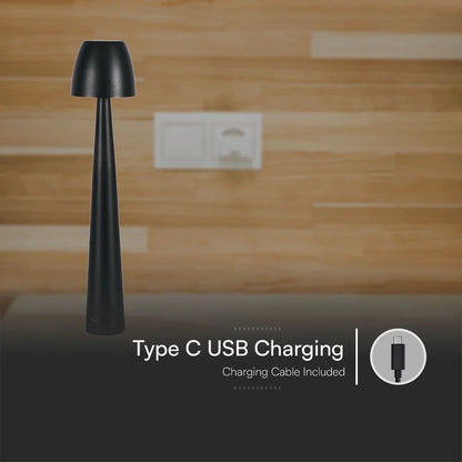 LED Tischleuchte 3W CCT Touch USB-C Wiederaufladbar Schwarz V-TAC