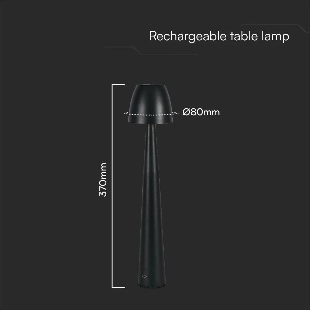 LED Tischleuchte 3W CCT Touch USB-C Wiederaufladbar Schwarz V-TAC