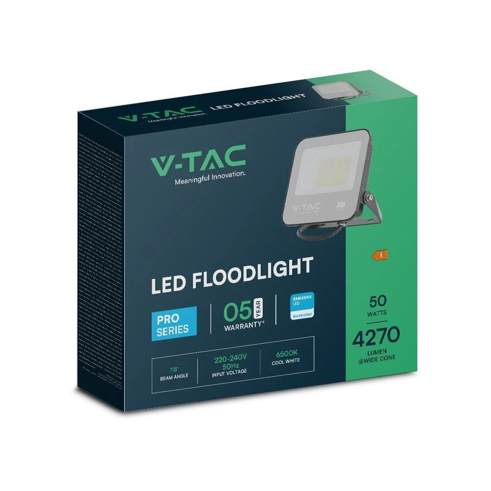 LED-Fluter 50W Samsung 4000K IP65 Schwarz V-TAC für den Außenbereich