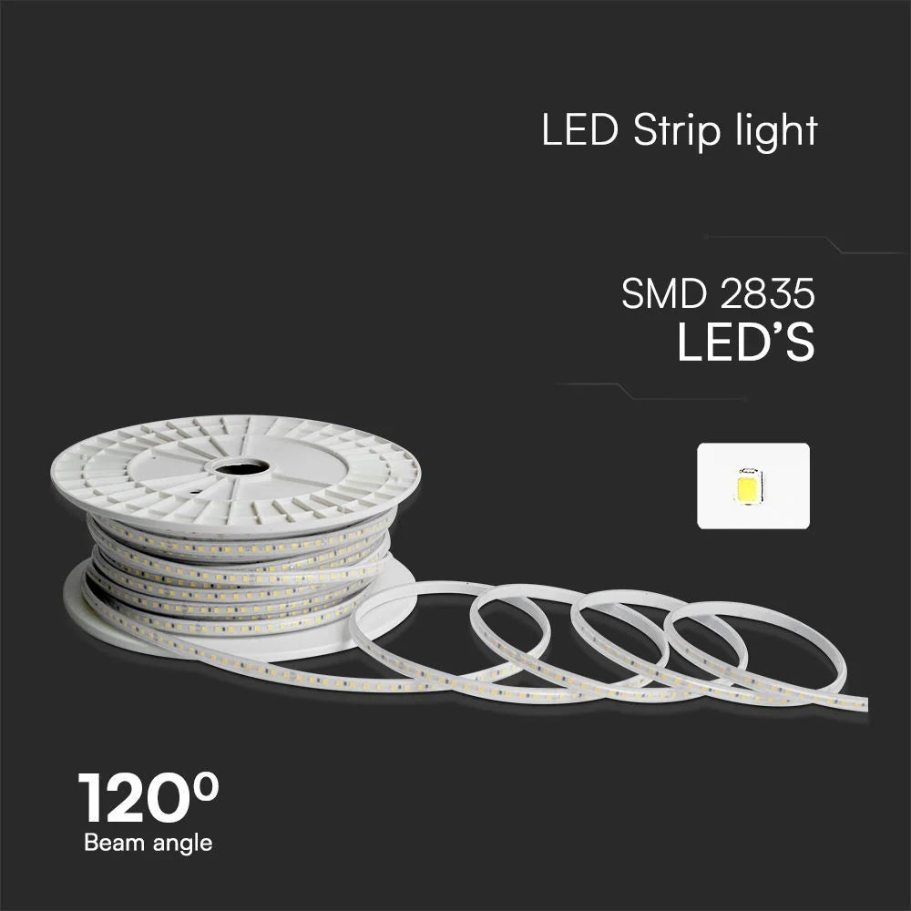 Strip led 220v smd2835 50m verde chiaro ip65 con spina