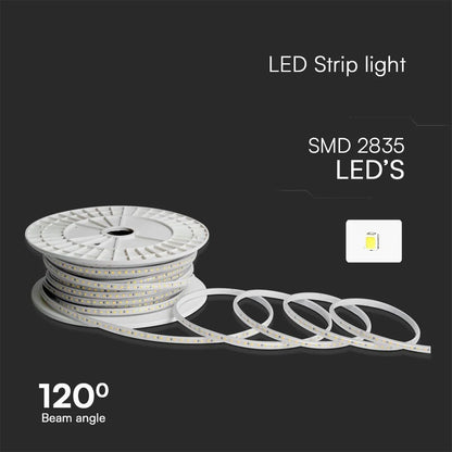 Strip led 220v smd2835 50m 3000k ip65 luce calda con spina
