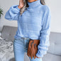 Casual long-sleeved turtleneck knit sweater