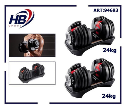 Hb Coppia Manubri A Selettore Regolabile Dumbbells Fitness Peso Variabile 0-24Kg