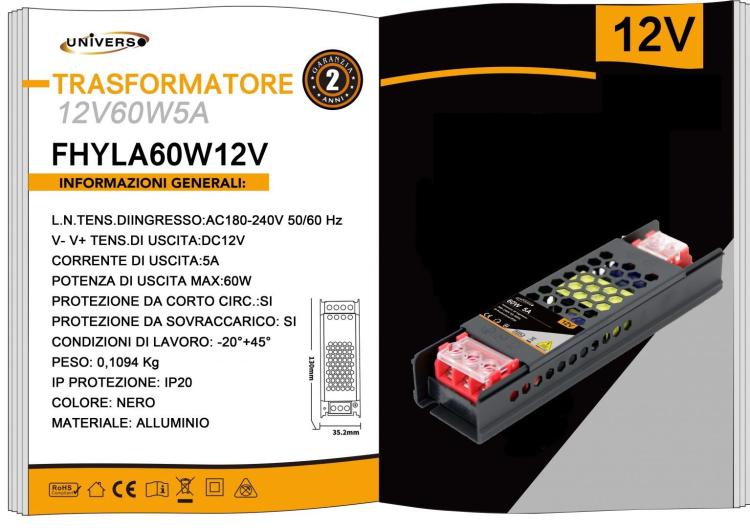 SCHLANKES STABILISIERTES NETZTEIL 12V 60W SCHALTNETZTEIL 5MHA FÜR KAMERAS LED