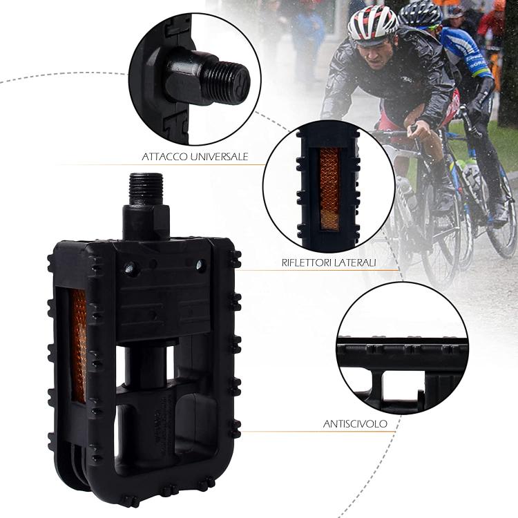 Coppia Pedali (Pieghevoli) Bici Bicicletta Riflettori Universali Antiscivolo Nero