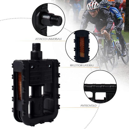 Coppia Pedali (Pieghevoli) Bici Bicicletta Riflettori Universali Antiscivolo Nero
