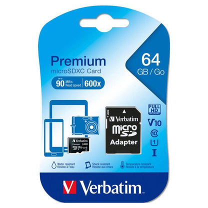 Verbatim Premium microSDHC Speicherkarte 64 GB Micro SD Speicherkarte/Adapter V10 Klasse 10