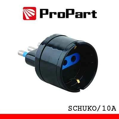 Adattatore schuko spina10A nero