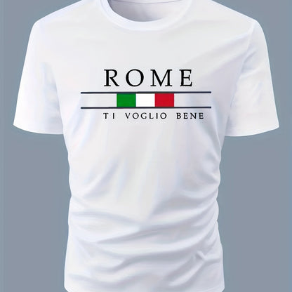 ROME Maglietta Stampata Da Uomo Per L'estate All'aperto, Eleganti Top A Girocollo Da Uomo, Regalo Per Uomini