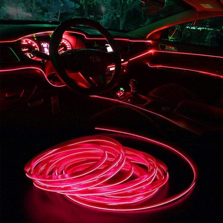 LED-Lichtleiste Glasfaser 12V Innenraum Auto Dekoratives Licht Atmosphäre (3M-Rot)