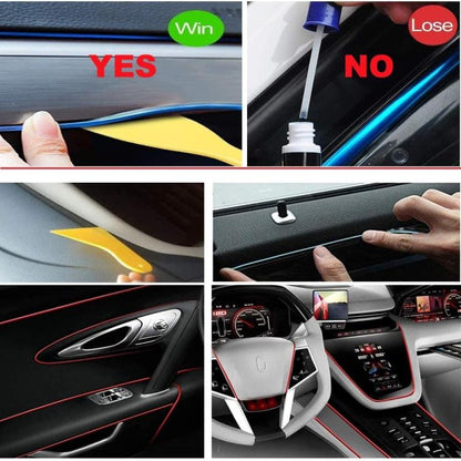 Striscia Led Fibra Ottica 12V Interni Auto Luce Decorativa Atmosfera (3M-Blu)