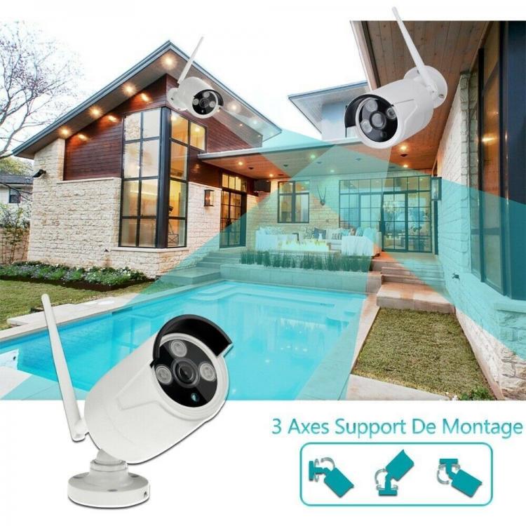 Kit Videosorveglianza NVR 8 Canali Con 8 Telecamere Wifi Wireless Full Hd 2Mp Ip