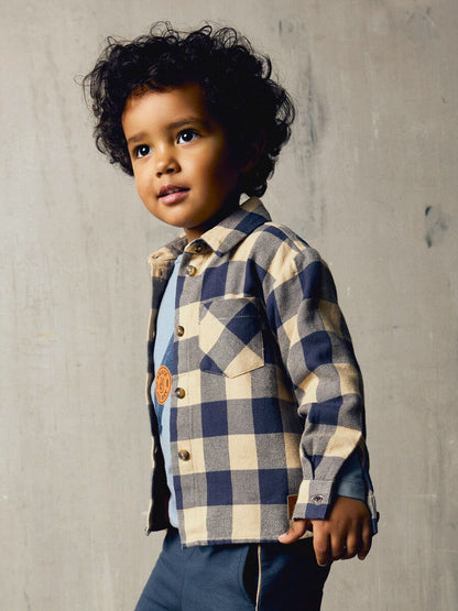 name it camicia da bambino a quadri NMMNORIEL LS NREG 13259463 blu-beige