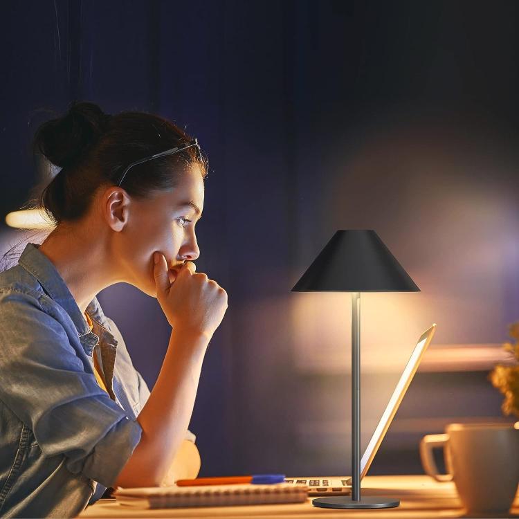 LED Table Lamp Soft Touch Control Rechargeable Hotel Restaurant (Black)