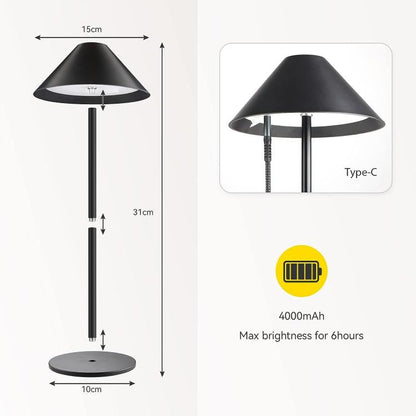 LED Table Lamp Soft Touch Control Rechargeable Hotel Restaurant (Black)