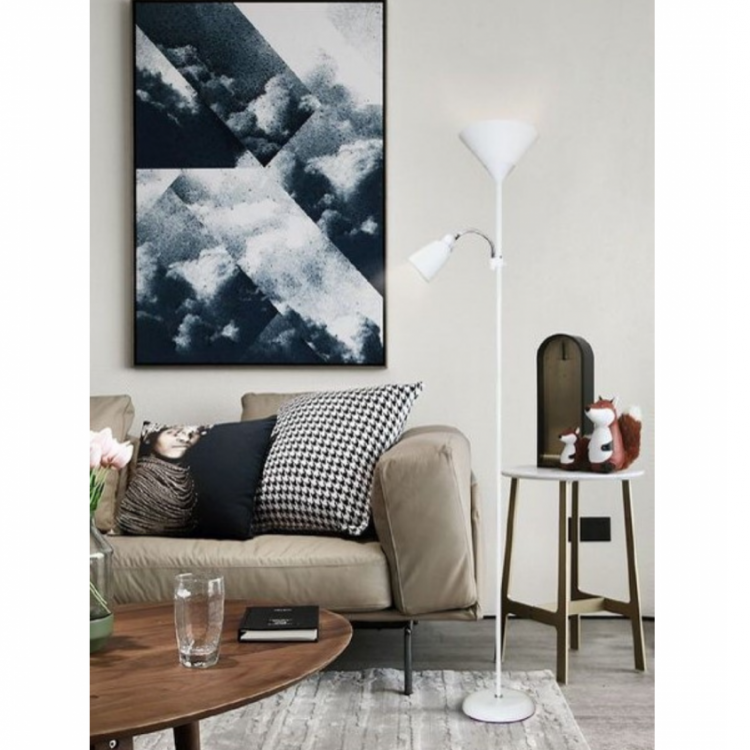 LED-Stehleuchte, 2 Lichter, E27, flexibler Arm, zum Lesen auf dem Sofa, D23-B