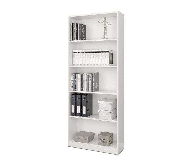 Bücherregal mit 5 Ablagen, mattweiß, 80 x 201 x 28 cm