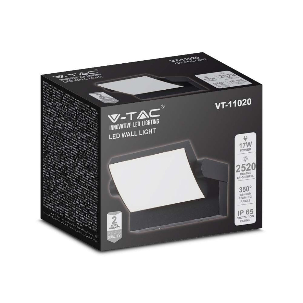 Lampada LED Muro 17W Rettangolare Ruotabile 4000K IP65 Nera