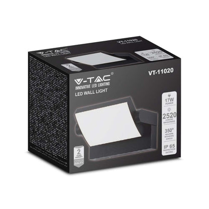 Lampada LED Muro 17W Rettangolare Ruotabile 4000K IP65 Nera