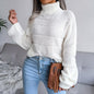 Casual long-sleeved turtleneck knit sweater
