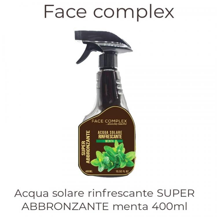 Face Complex Sonnenwasser mit Minze, Bräunung, parfümiertes Spray für Gesicht, Beine, Körper