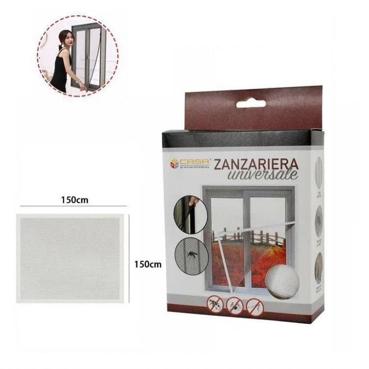 Zanzariera 150x180 Per Finestre A Rete Strappo Biadesivo Tenda Universale Bianco