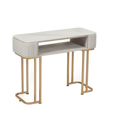 Tavolo per Manicure Semplice Ed Elegante con Piano in Marmo e Struttura in Metallo - Dimensioni Singolo 100x40x78 cm Doppio 160x40x78 cm