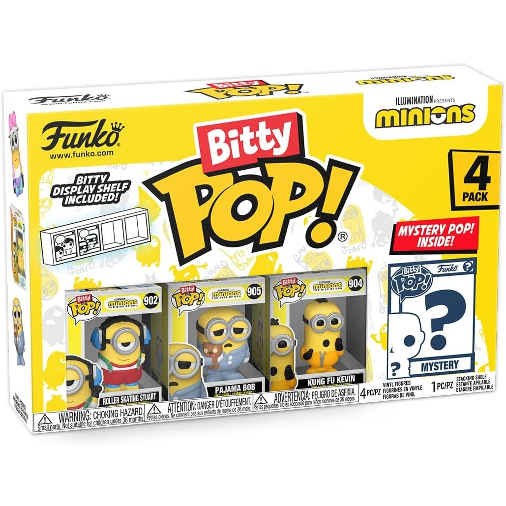 Funko Bitty Pop! mit Mystery Pop Minions 4er-Pack Vinyl (902, 905, 904, Mystery)