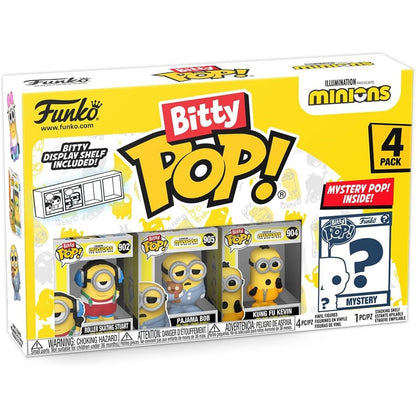 Funko Bitty Pop! mit Mystery Pop Minions 4er-Pack Vinyl (902, 905, 904, Mystery)