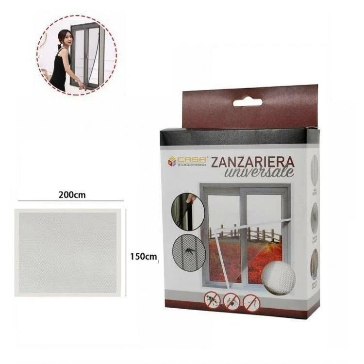 Zanzariera 150x220 Per Finestre A Rete Strappo Biadesivo Tenda Universale Bianco