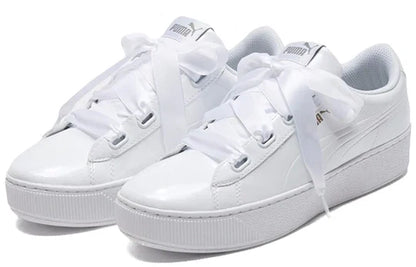 Puma scarpa sneakers con zeppa da donna Vikky Platform Ribbon 366419 02 bianco