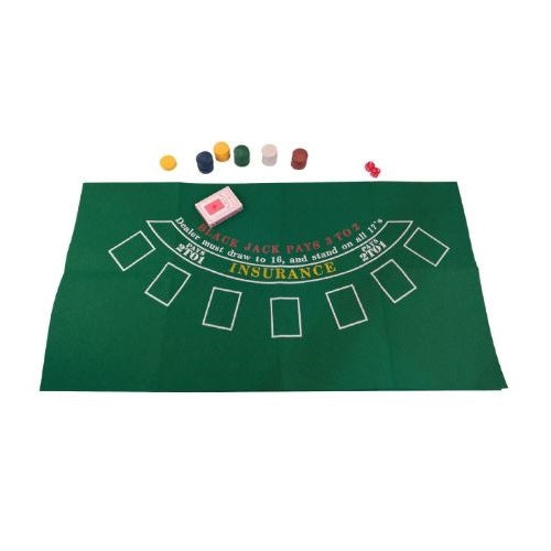 Tischdecke für Pokertisch Texas Blackjack Jetons Karten Grün 60X90