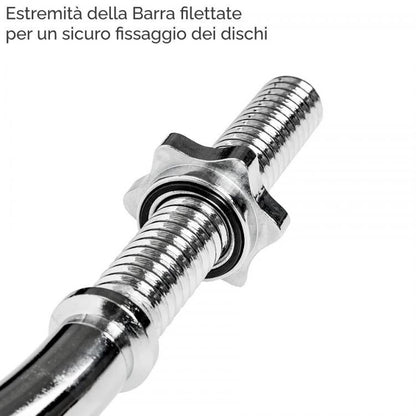 HB Bilanciere Curl 120Cm Ø25MM Acciaio Manubrio Barra Curva Bodybuilding 1,20M