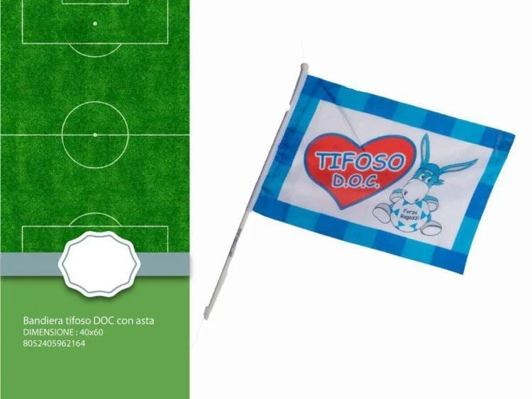 2x Fahne mit Stock Fan Neapel 100% Italienische Meister Scudetto Schlaufe 40x60cm