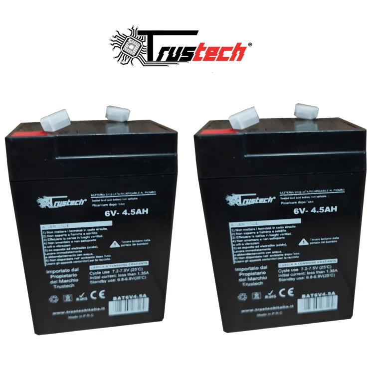 Trustech 2 X Bleigel Akku Akkumulator 6V 4Ah 4,5Ah Wiederaufladbar Auto Peg Perego