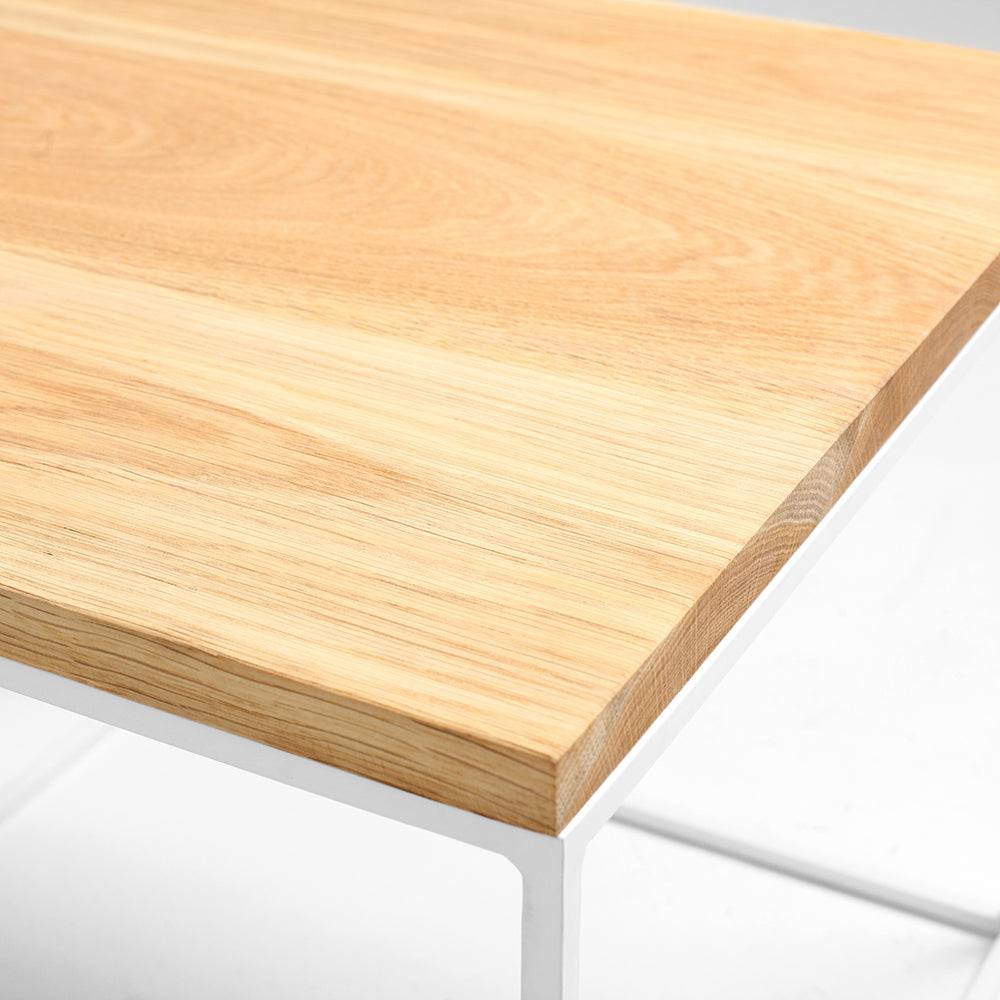 Tavolino TENSIO 50 LEGNO MASSELLO, quercia, bianco
