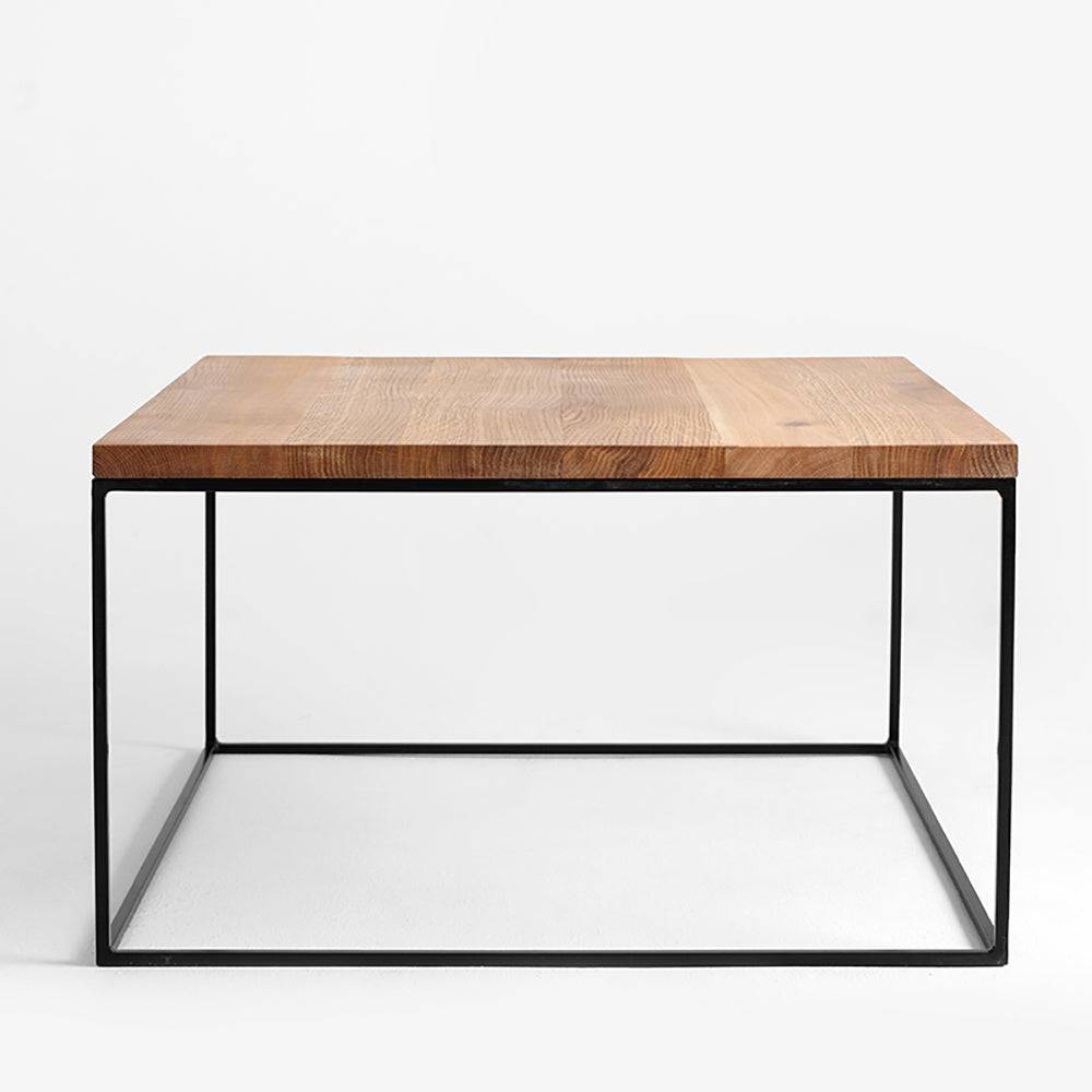 Tavolino TENSIO WOOD 80, impiallacciatura rovere, nero