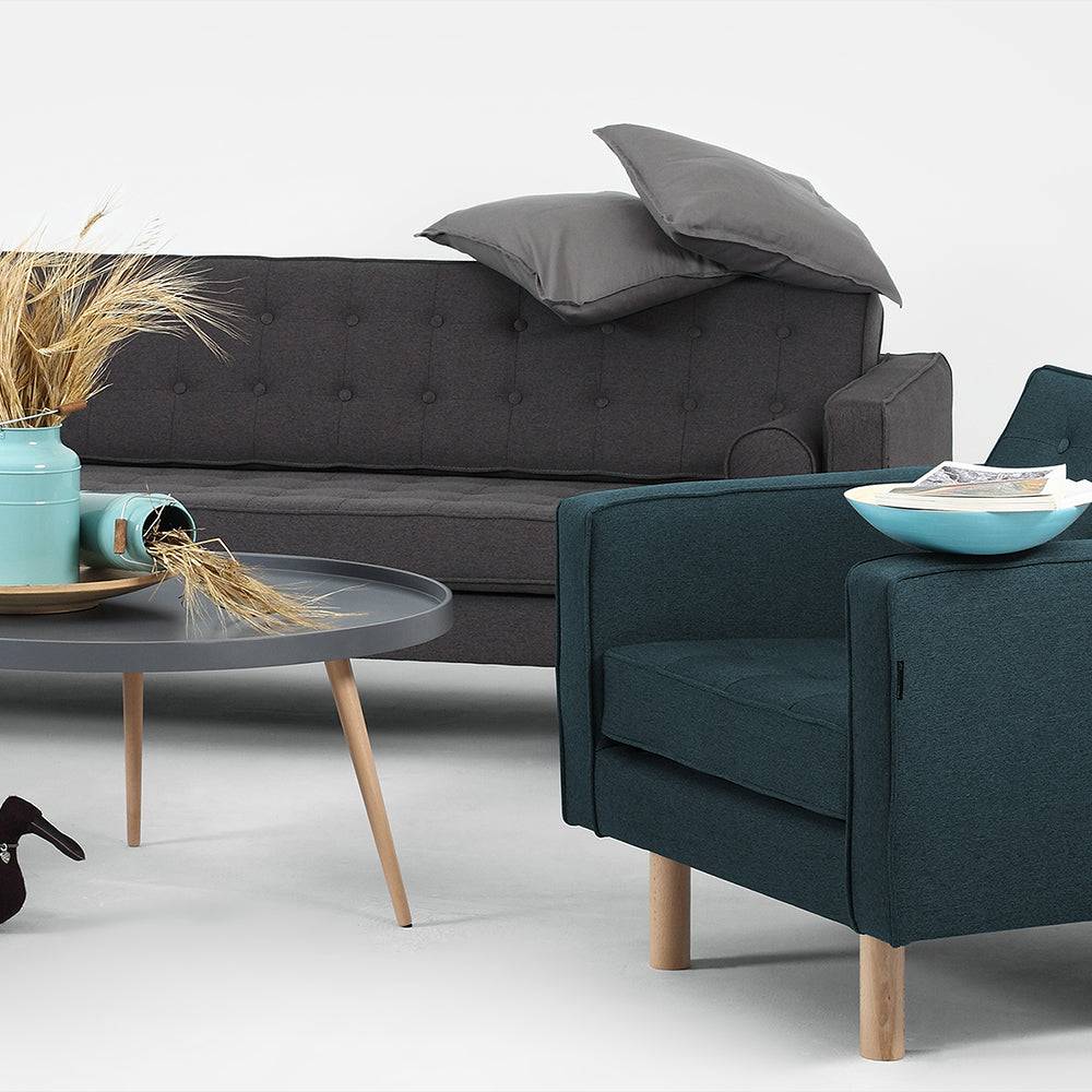 3-Sitzer Sofa TOPIC WOOD, Stahl, Natur