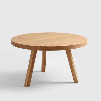 Tavolino TREBEN ⌀80 Legno Massello Quercia